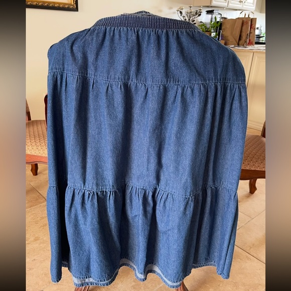 TEDDI (Altered 3X) Now 18”- 21” Waist Has Stretch 3-Tier Country Denim Skirt - Picture 3 of 8